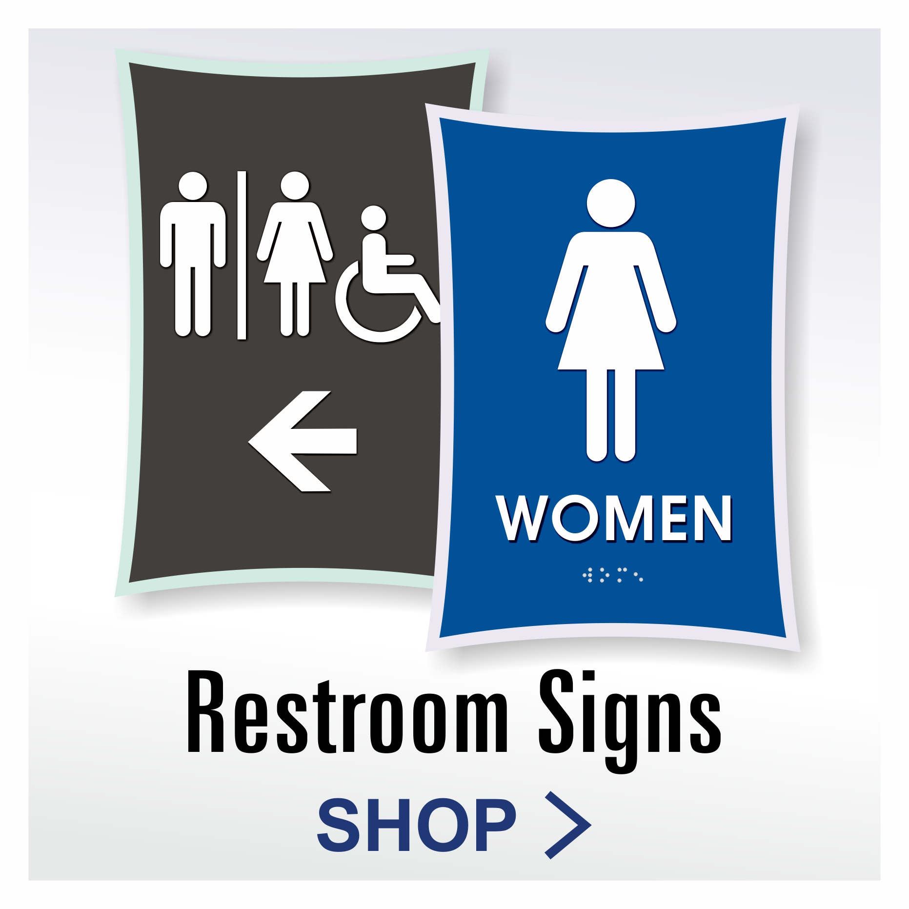 Urban ADA restroom signs with layered acrylic construction and tactile lettering